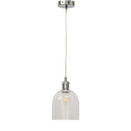 First Choice Lighting Set of 2 Belten - Clear Glass Cloche Chrome Retro Pendant Fittings - thumbnail 2