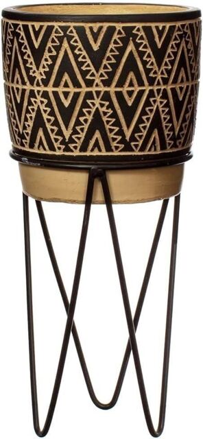 Sass & Belle Nomad Cement Planter with Wire Stand in Black - image 1