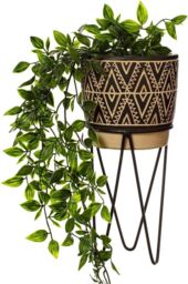 Sass & Belle Nomad Cement Planter with Wire Stand in Black - thumbnail 2