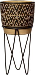 Sass & Belle Nomad Cement Planter with Wire Stand in Black