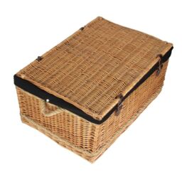 Red Hamper 72cm Rope Handled Cotton Lined Wicker Trunk in Black - thumbnail 5