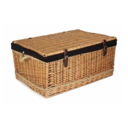 Red Hamper 72cm Rope Handled Cotton Lined Wicker Trunk in Black - thumbnail 2