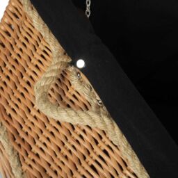 Red Hamper 72cm Rope Handled Cotton Lined Wicker Trunk in Black - thumbnail 4