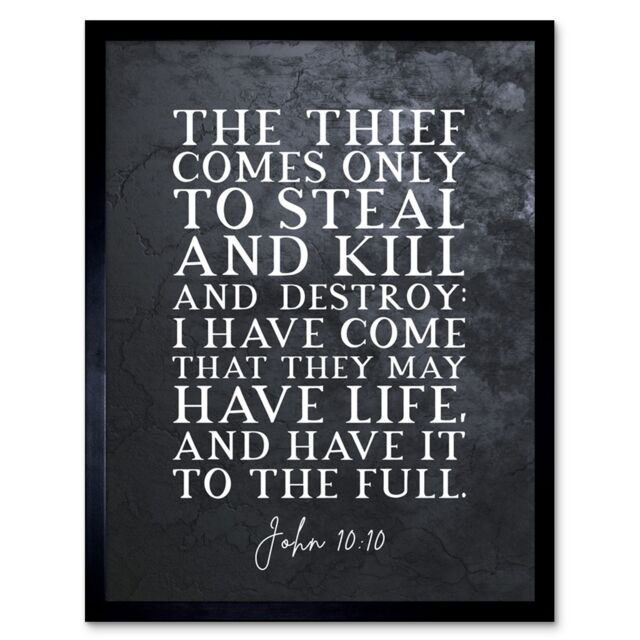 "Artery8 Wall Art Print John 10:10 I have Come That They May Have Life Christian Bible Verse Quote Scripture Typography Art Framed - Size: W12"" x H16""" - image 1