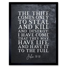 "Artery8 Wall Art Print John 10:10 I have Come That They May Have Life Christian Bible Verse Quote Scripture Typography Art Framed - Size: W12"" x H16""" - thumbnail 1