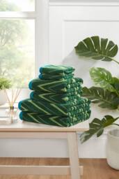 Rapport Home Helix Pure Cotton Face, Hand, Bath Towel & Bath Sheet Set in Green - thumbnail 2