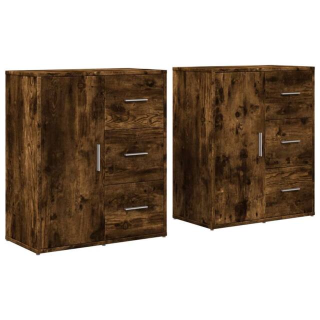 Berkfield Home Sideboards 2 pcs Smoked Oak 60x31x70 cm Engineered Wood in Brown - Size: 60 x 31 x 70 cm - image 1
