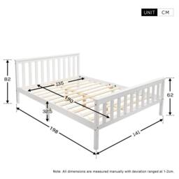 STILVORA 4ft6 Double Bed Frame with Wooden Structure, White - thumbnail 4