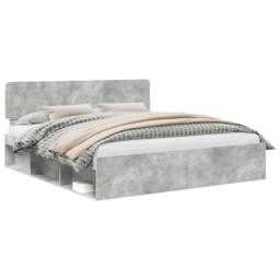 Berkfield Home Bed Frame with Headboard Concerte 180 x 200 cm Solid Pine Wood in Grey - thumbnail 2