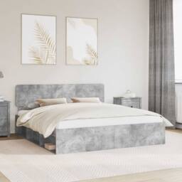 Berkfield Home Bed Frame with Headboard Concerte 180 x 200 cm Solid Pine Wood in Grey - thumbnail 1