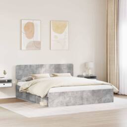 Berkfield Home Bed Frame with Headboard Concerte 180 x 200 cm Solid Pine Wood in Grey - thumbnail 3