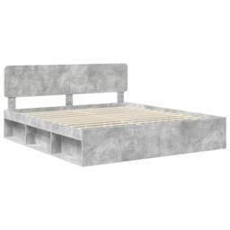 Berkfield Home Bed Frame with Headboard Concerte 180 x 200 cm Solid Pine Wood in Grey - thumbnail 4