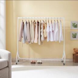 House of Home 5ft White Heavy Duty Clothes Rail Metal Garment Rack Hanging Clothing - thumbnail 9