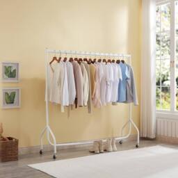 House of Home 5ft White Heavy Duty Clothes Rail Metal Garment Rack Hanging Clothing - thumbnail 4