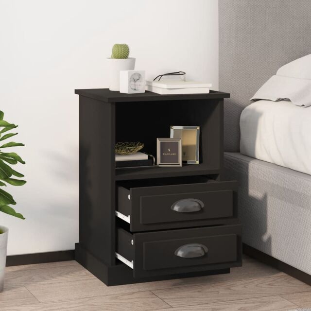 Berkfield Home Bedside Cabinets 2 pcs Black 43x36x60 cm - Size: 43 x 36 x 60 cm - image 1