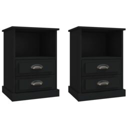 Berkfield Home Bedside Cabinets 2 pcs Black 43x36x60 cm - Size: 43 x 36 x 60 cm - thumbnail 2