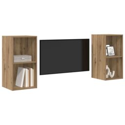 Berkfield Home Wall TV Cabinet 2 pcs Artisan oak 37 x 37 x 72 cm in Brown - thumbnail 3