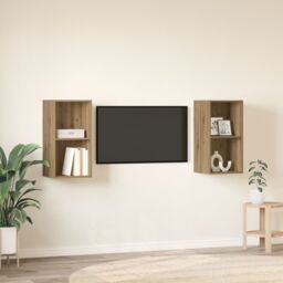 Berkfield Home Wall TV Cabinet 2 pcs Artisan oak 37 x 37 x 72 cm in Brown - thumbnail 4