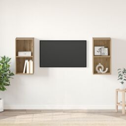 Berkfield Home Wall TV Cabinet 2 pcs Artisan oak 37 x 37 x 72 cm in Brown - thumbnail 1