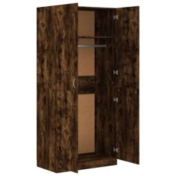 Berkfield Home Wardrobe Smoked Oak 90x50x200 cm Engineered Wood in Brown - Size: 90 x 50 x 200 cm - thumbnail 5