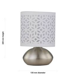First Choice Lighting Set of 2 Jenson - Brushed Chrome Touch Table Lamps White Cut Out Shade in Silver - thumbnail 7