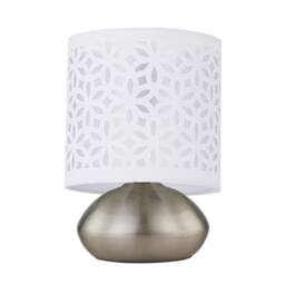 First Choice Lighting Set of 2 Jenson - Brushed Chrome Touch Table Lamps White Cut Out Shade in Silver - thumbnail 3