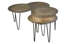 Orsina Versatile Design Set Of 4 Coffee Tables, Stunning Modern Coffee Tables, Antique Brass Finish Coffee Tables in Black - thumbnail 2