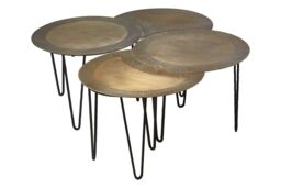 Orsina Versatile Design Set Of 4 Coffee Tables, Stunning Modern Coffee Tables, Antique Brass Finish Coffee Tables in Black - thumbnail 6