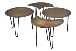 Orsina Versatile Design Set Of 4 Coffee Tables, Stunning Modern Coffee Tables, Antique Brass Finish Coffee Tables in Black - thumbnail 3