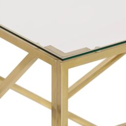 Berkfield Home Coffee Table Gold Stainless Steel & Tempered Glass - thumbnail 5