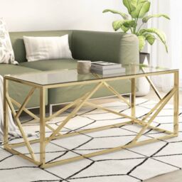 Berkfield Home Coffee Table Gold Stainless Steel & Tempered Glass
