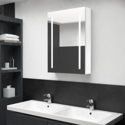 Berkfield Home LED Bathroom Mirror Cabinet Shining White 50x13x70 cm - Size: 50 x 13 x 70 cm