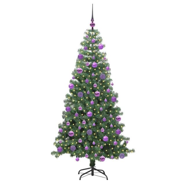 Berkfield Home Lush Christmas Tree with 300 LEDs with Stand Green 240 cm PVC - image 1