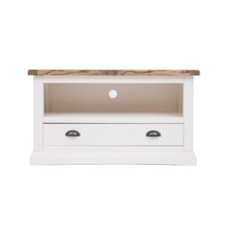Cabinet Bits Cosenza Off-White 1 Drawer TV Cabinet Brass Cup Handle