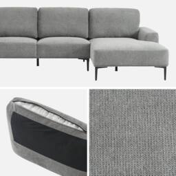 sweeek 3-seater corner sofa in fabric & metal, right-hand corner in Dark Grey - thumbnail 4