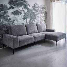 sweeek 3-seater corner sofa in fabric & metal, right-hand corner in Dark Grey - thumbnail 1