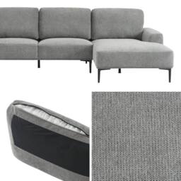 sweeek 3-seater corner sofa in fabric & metal, right-hand corner in Dark Grey - thumbnail 7