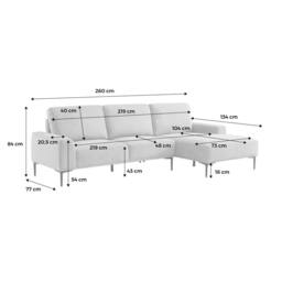 sweeek 3-seater corner sofa in fabric & metal, right-hand corner in Dark Grey - thumbnail 5