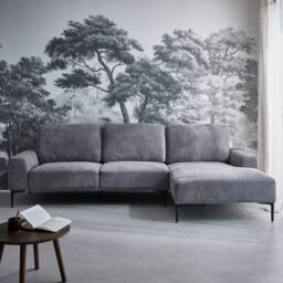 sweeek 3-seater corner sofa in fabric & metal, right-hand corner in Dark Grey - thumbnail 6