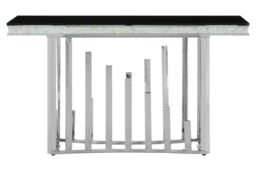 Orsina Modern Silver Console Table, Luxe Design Table For Hallway, Functional Distinctive Sofa Table For Bedroom - thumbnail 1