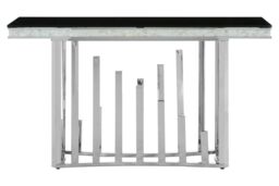 Orsina Modern Silver Console Table, Luxe Design Table For Hallway, Functional Distinctive Sofa Table For Bedroom - thumbnail 6