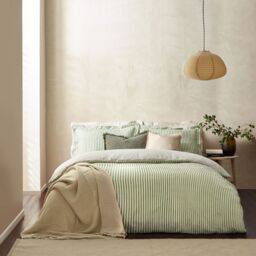Yard Hebden Striped 100% Cotton Duvet Cover Set in Green - Size: King - thumbnail 1