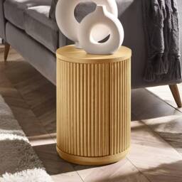 Cheshire Lauriston Fluted Side Table With Storage in Light Oak Effect - thumbnail 3