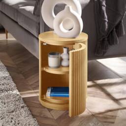 Cheshire Lauriston Fluted Side Table With Storage in Light Oak Effect - thumbnail 4