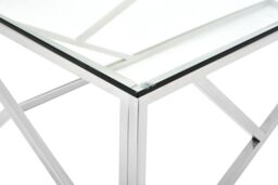 Orsina Stainless Steel Geometric Coffee Table, Rectangular Clear Glass Top with Champagne Gold Legs in Silver - thumbnail 5