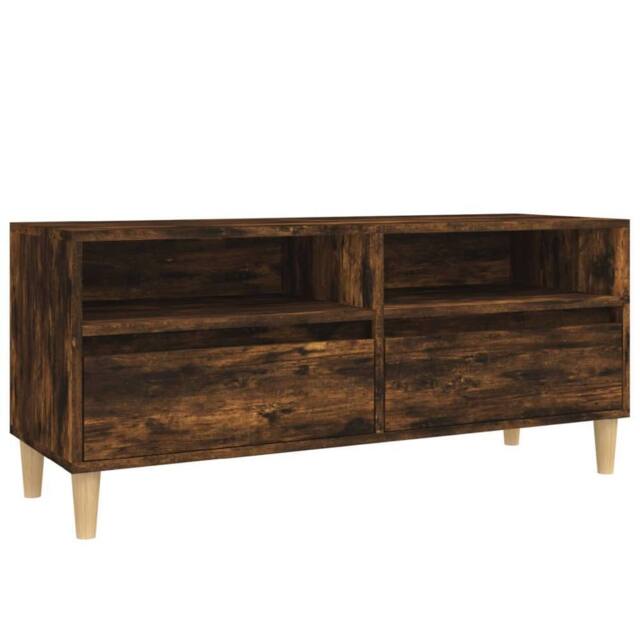 Berkfield Home TV Cabinet Smoked Oak 100x34.5x44.5 cm Engineered Wood in Brown - image 1