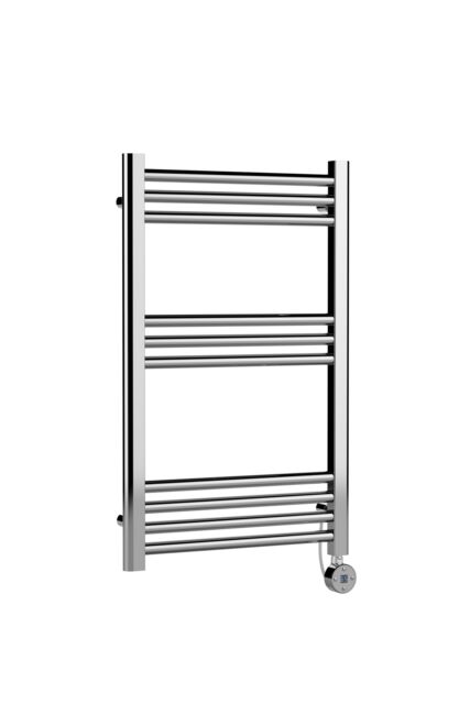 Balterley Electric Round Tube Towel Rail with 10 Bars, 800mm x 500mm - Chrome in Silver - image 1