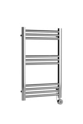 Balterley Electric Round Tube Towel Rail with 10 Bars, 800mm x 500mm - Chrome in Silver - thumbnail 1