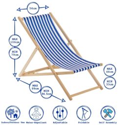 Harbour Housewares 4x Traditional Wooden Deck Chairs - Folding Garden Beach Lounge Chair in Light Green - thumbnail 4