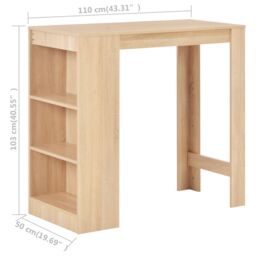 Berkfield Home Bar Table with Shelf Oak 110x50x103 cm in Brown - Size: 110 x 50 x 103 cm - thumbnail 6